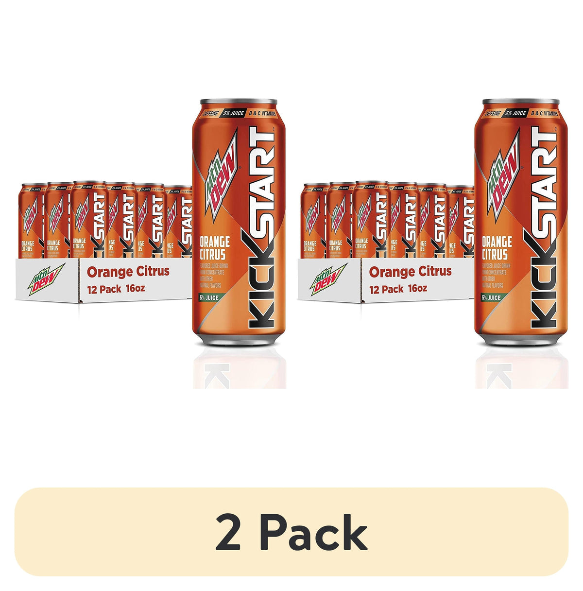 (2 pack) Mountain Dew Kickstart Orange Citrus (16 Ounce Cans, Pack of 12)